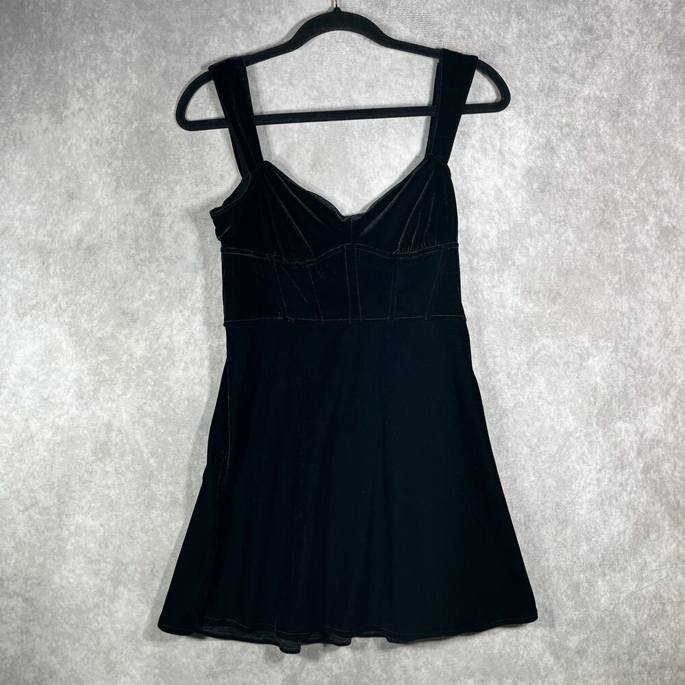 Urban Outfitters Mini Dress Womens‎ Medium Black Crushed Velvet Sleeveless Party